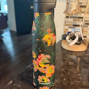 Starbucks Black Bottle with Floral Design
Never used